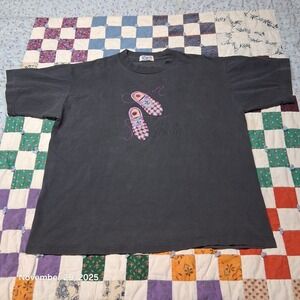 Vintage Colleglate Pacific Running Shoe T Shirt RUN AWAY Single Stitch Size XL
